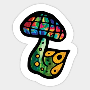 Psychedelic Mushroom with Gold Roots Sticker